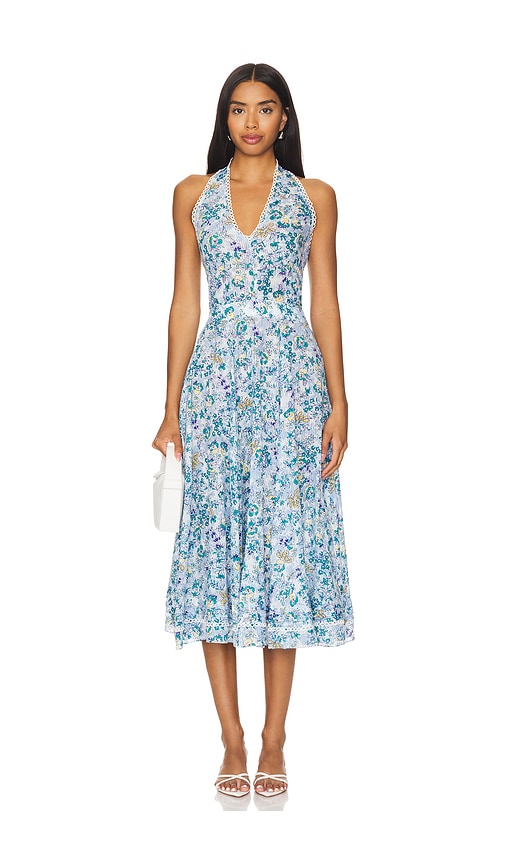 Shop Poupette St Barth Beth Midi Dress In Blue