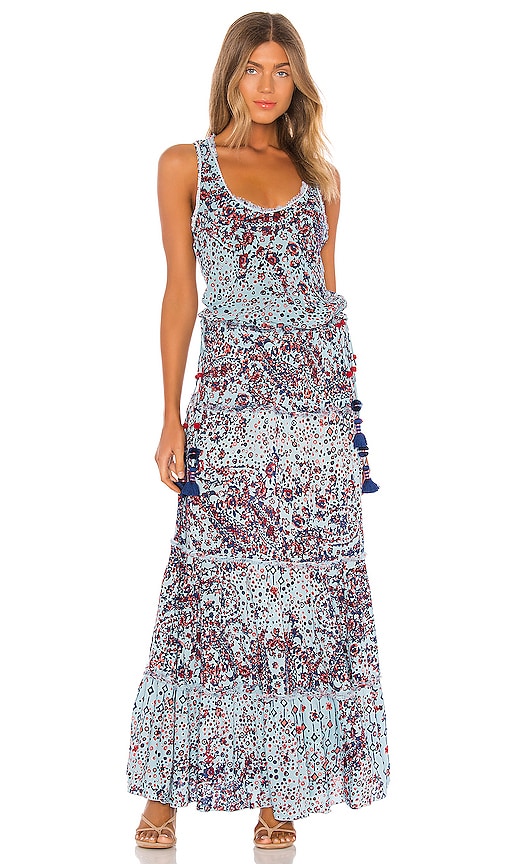 Poupette St Barth Jena Panelled Maxi Dress in Light Blue Paisley
