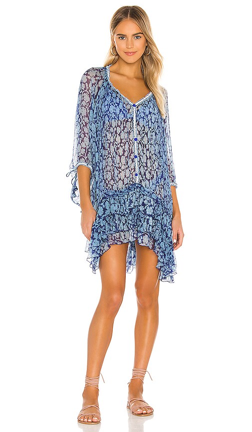 Poupette St Barth Nava Pleated Dress in Blue Egypt
