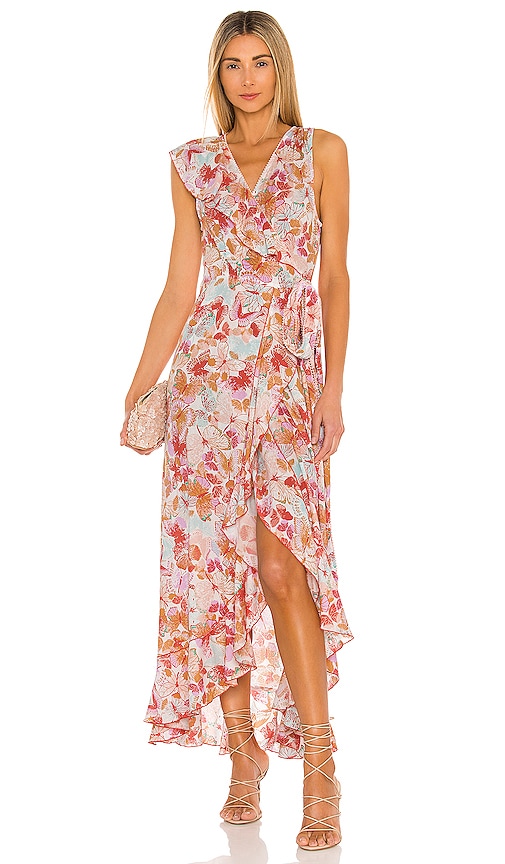 Poupette St Barth Gwen Maxi Dress in White Orange Mariposa | REVOLVE