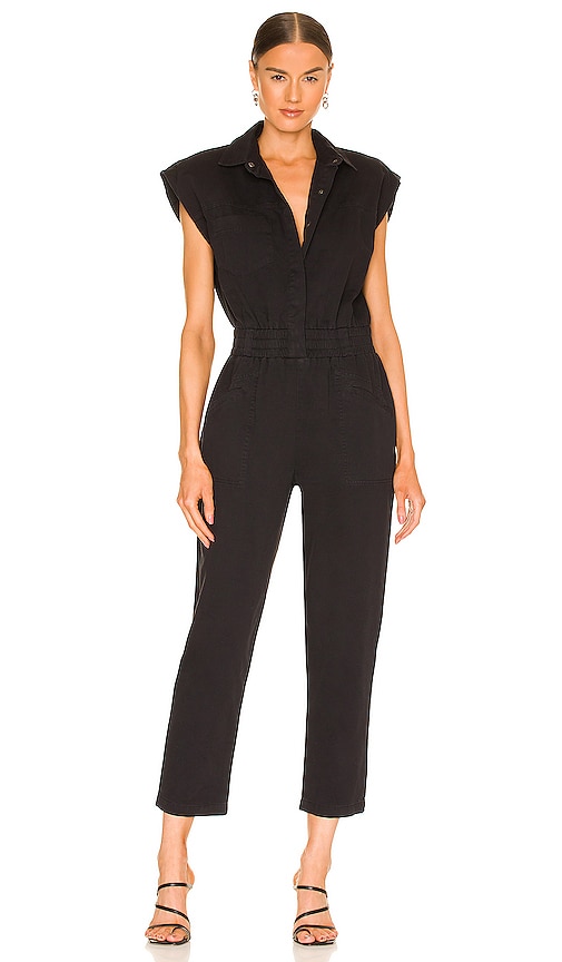 Pistola Rosie Shoulder Pad Jumpsuit In Black | ModeSens