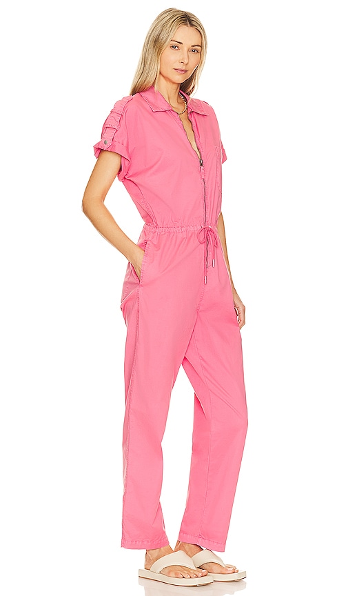 Shop Pistola Jordan Short Sleeve Zip Front Jumpsuit In Pink