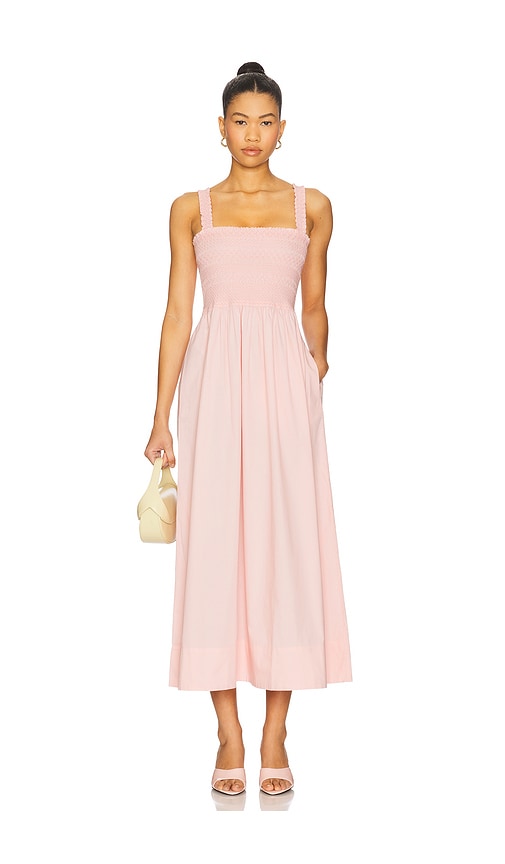 Genevieve Smocked Embroidered Bodice Dress in Pink. - size M (also in L)