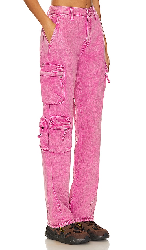 Shop Pistola Bobbie Utility Mid Rise Straight Cargo In Pink Garnet Snow