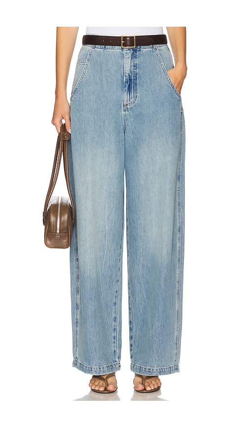 Lottie High Rise Relaxed Bowed Leg in Blue. - size 33 (also in 23, 24, 25, 26, 27, 28, 29, 30, 31, 32)