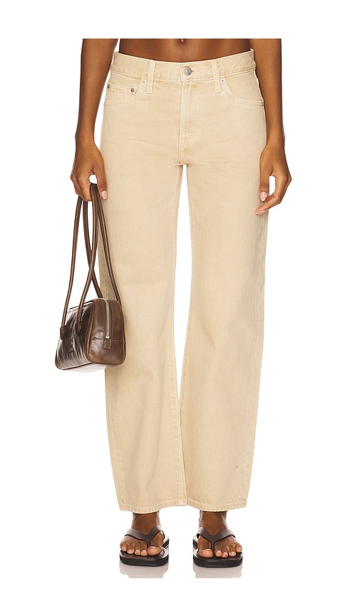 Lexi Mid Rise Bowed Straight in Tan. - size 33 (also in 24, 25, 27, 29, 30, 32)