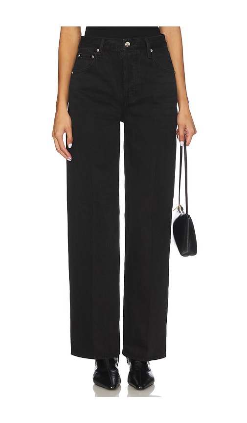 Pistola Tate High Rise Bowed Wide Jeans In Black