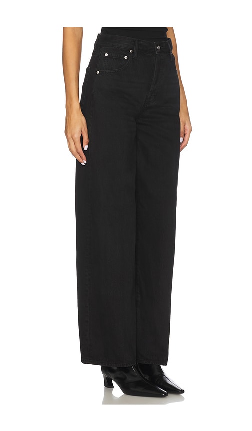 Pistola Tate High Rise Bowed Wide Jeans In Black