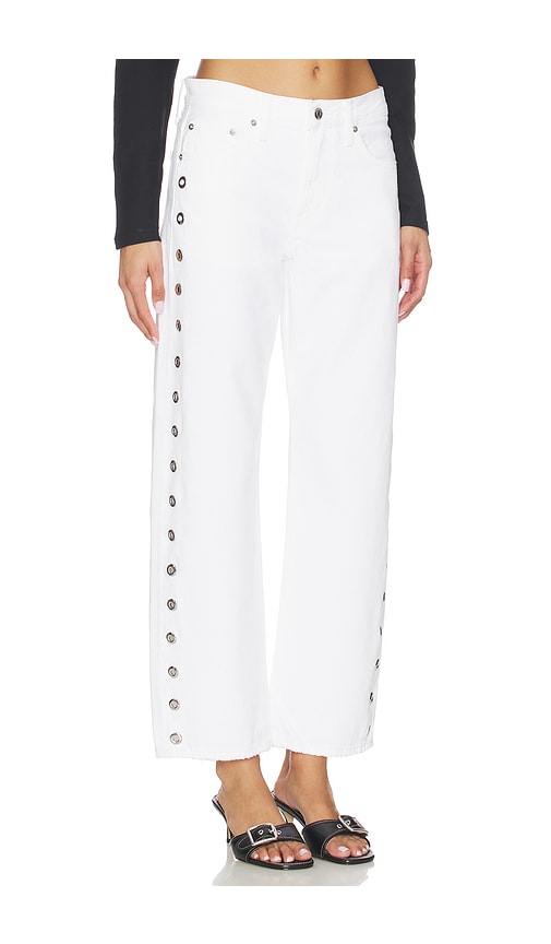  Pistola Lexi Mid Rise Bowed Straight Jeans In White. Taglia 24. Also In 25, 26, 27, 28, 29, 30, 32, 33. 