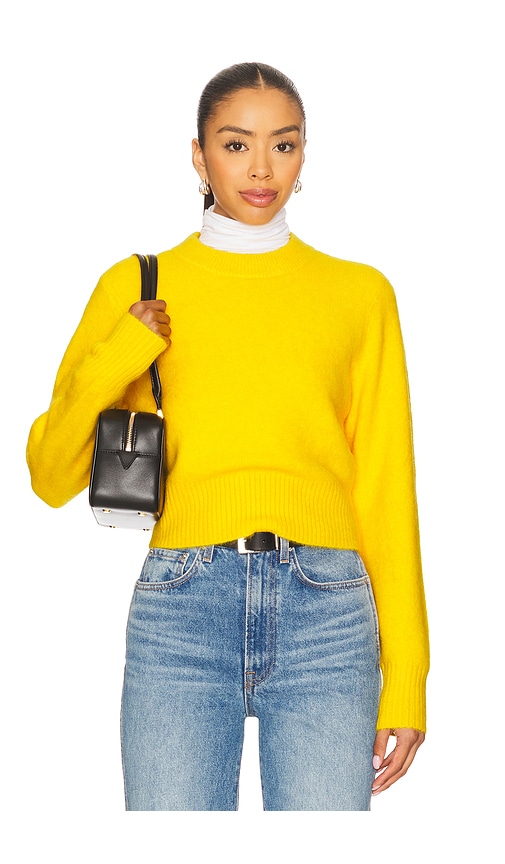 Sara Shrunken Crewneck Sweater in Yellow. - size L (also in M, S, XL, XS) - PISTOLA - Modalova