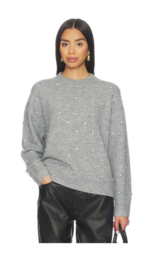 Pistola Aura Relaxed Crew Neck Sweater In Charcoal Diamonte In Gray