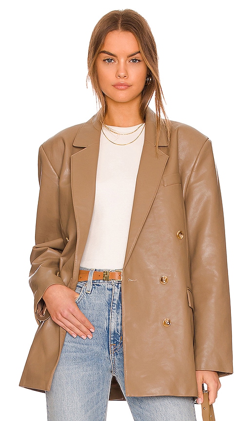 Pistola Roman Oversized Double Breasted Blazer In Taupe