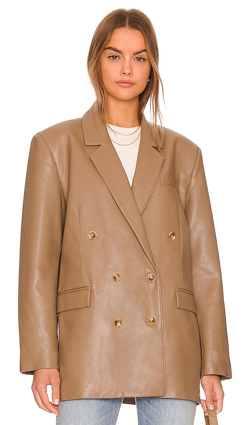 Shop Pistola Roman Oversized Double Breasted Blazer In Taupe