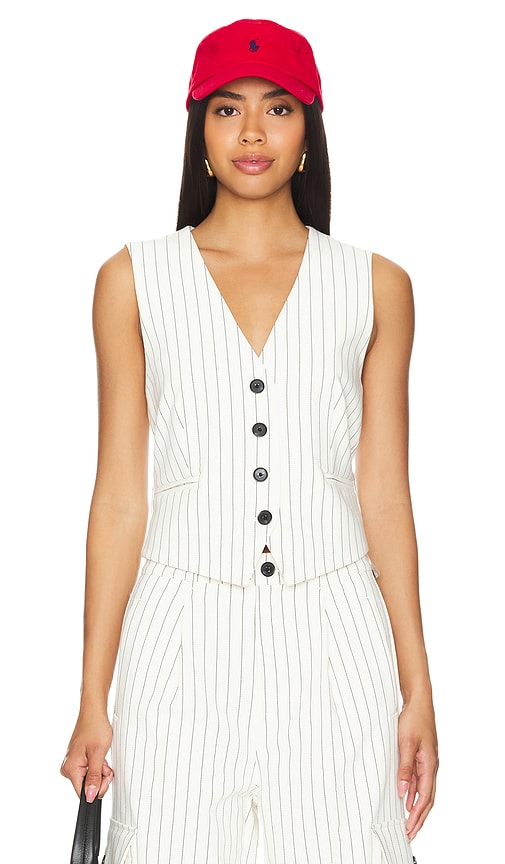 Shop Pistola Vero Vest In Le Blanc Pinstripe