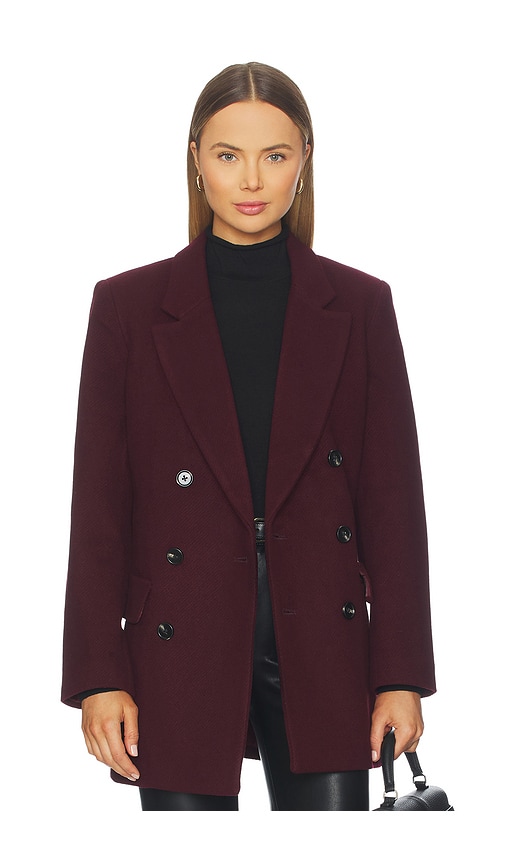 Pistola Emory Short Double Breasted Wool Coat In Burgundy