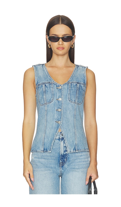 PISTOLA Gia Fitted Vest in Denim-Medium. - size L (also in M, S, XL, XS)