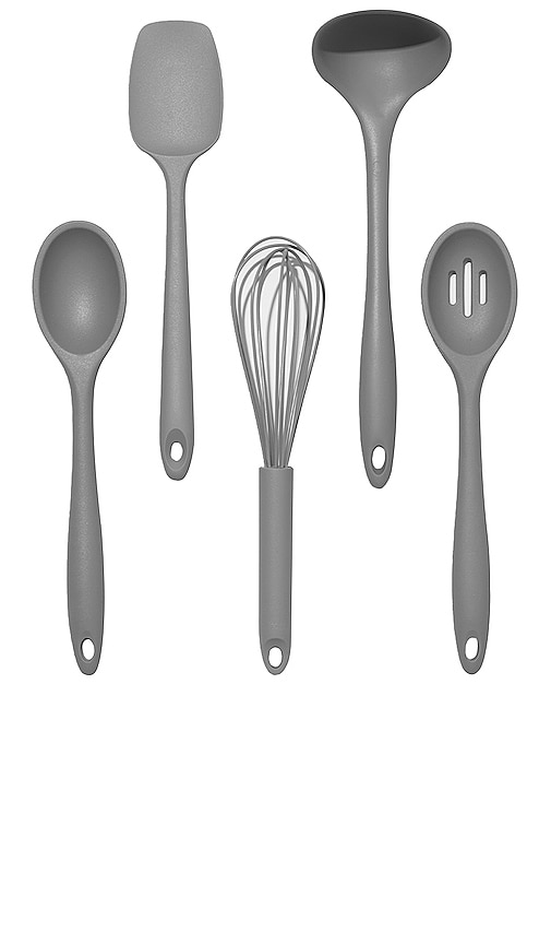 Public Goods Silicone Spoon And Whisk 5 Piece Set In Grey