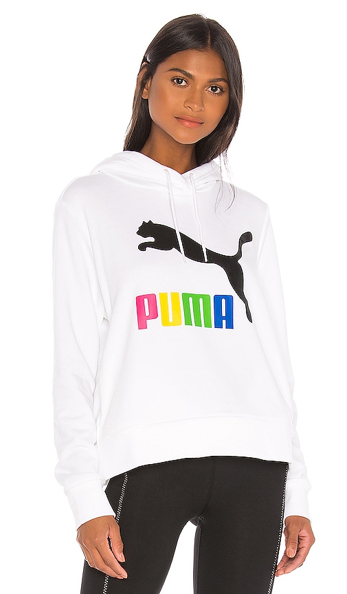 Puma Classics Logo Hoodie in Puma White | REVOLVE