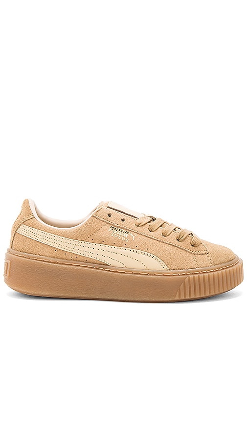 puma suede platform oatmeal gold