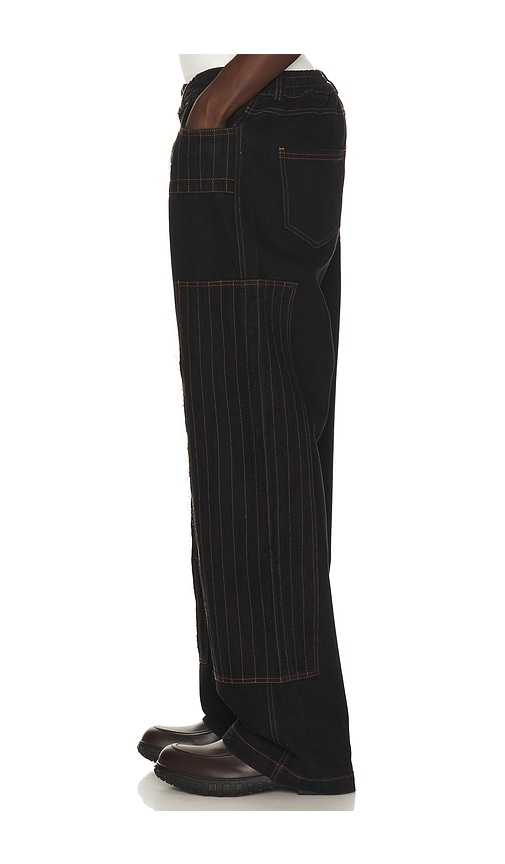  Pas Une Marque Pantalones Estilo Carpintero Distressed Patch En Color Negro Talla 1  (también En 2, 3, 4). 