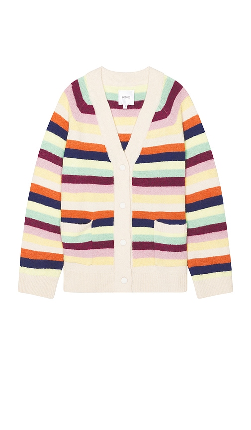 Shop Found Multi Stripe Cardigan In 混奶油色