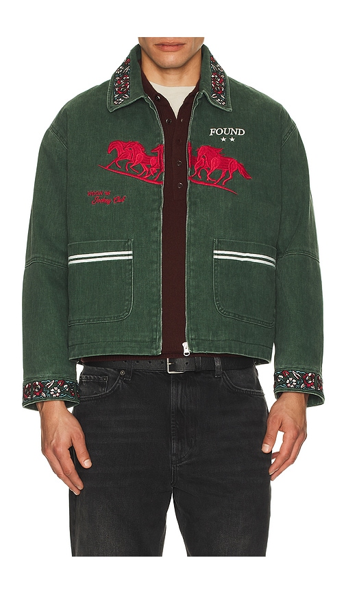 Found Jockey Club Embroidered Work Jacket In Green