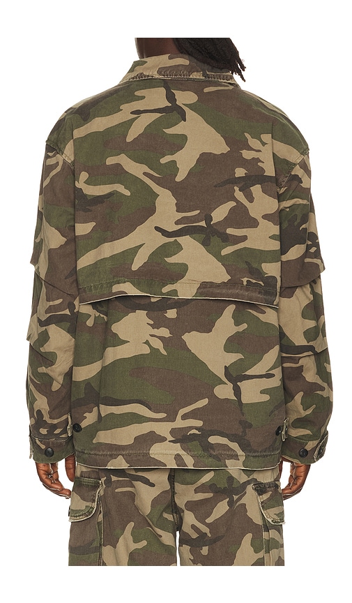  Found Camouflage Twill Utility Cargo Jacket In Green. Size S. Also In M, L, Xl/1x, Xxl/2x. 
