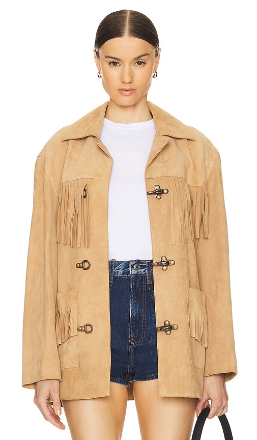 Found Suede Fringe Jacket in Tan