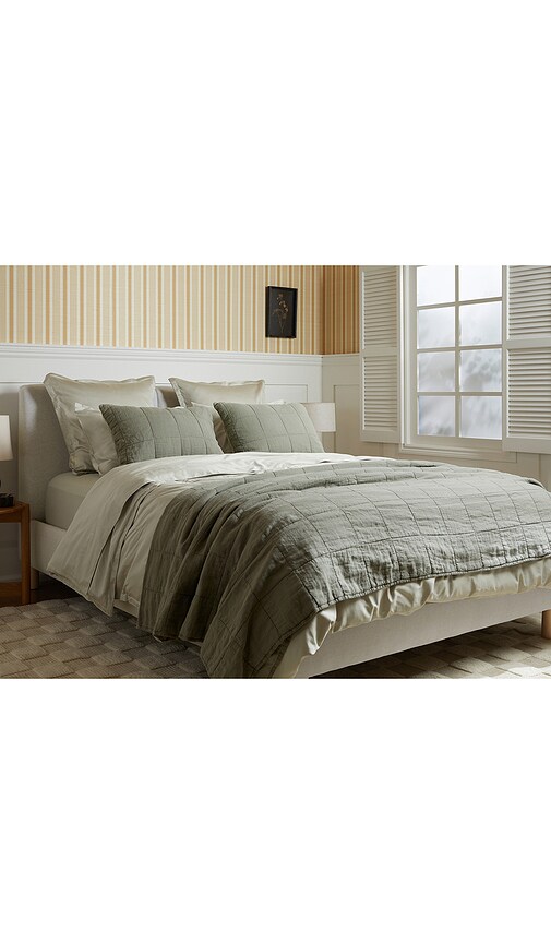  Parachute Linen Box Quilted Sham Set In Green. Size Standard. Also In . 