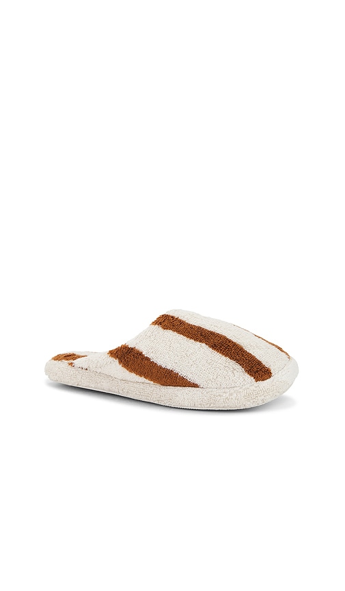 Parachute Terry Stripe Slippers In White