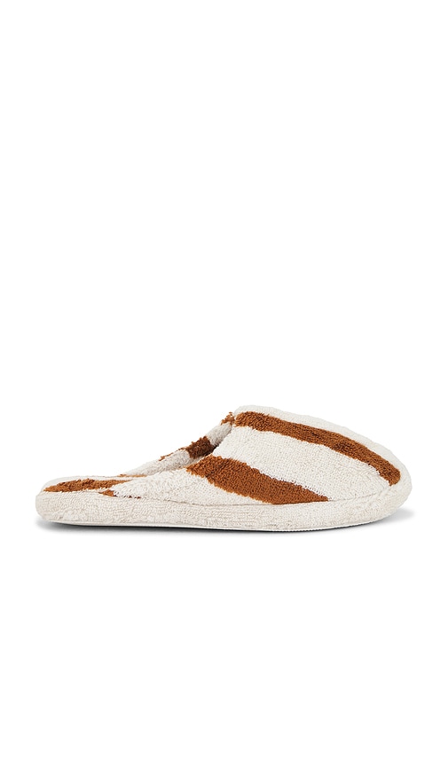 Parachute Terry Stripe Slippers in Bone & Tobacco