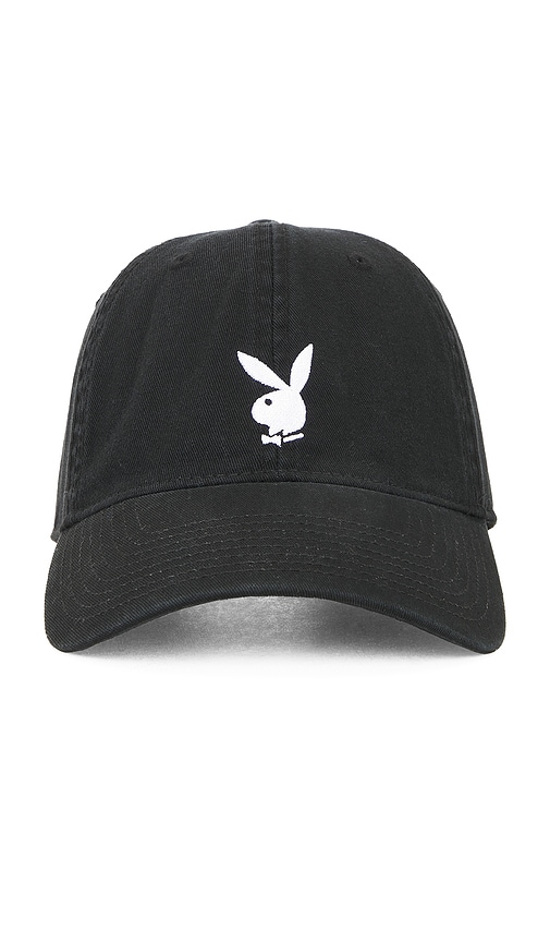 Playboy Adjustable Rabbit Head Logo Hat In Black