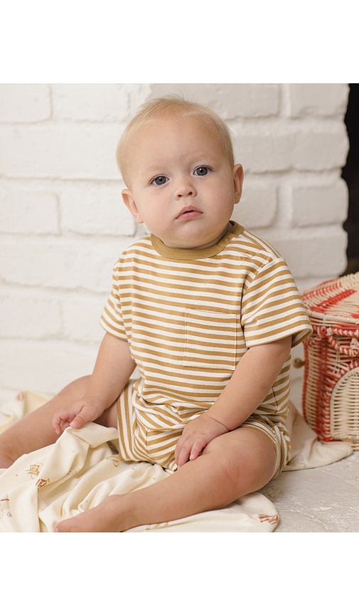  Quincy Mae Set De Camiseta Y Short En Color Amarillo Talla 12-18m  (también En 18-24m, 2-3yr, 4-5yr). 