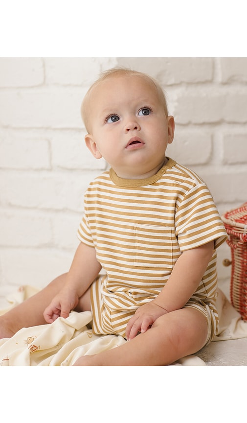  Quincy Mae Set De Camiseta Y Short En Color Amarillo Talla 12-18m  (también En 18-24m, 2-3yr, 4-5yr). 
