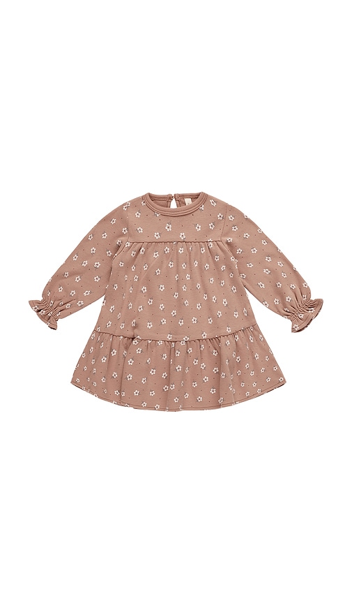 QUINCY MAE Kids Tiered Jersey Dress in Rose Ditsy