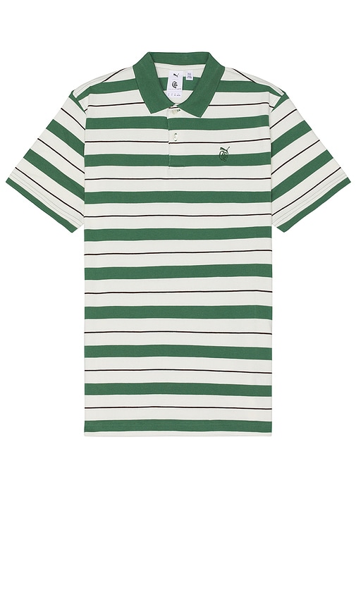 Shop Quiet Golf X Puma Sunday Stripe Polo In Green