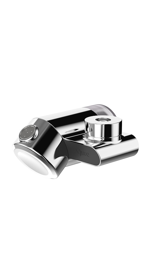 Qure Faucet Filter in Metallic Silver.