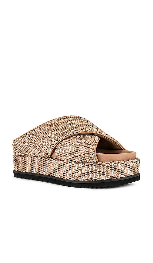 Shop R0am Cross Stack Raffia Sandal In Tan