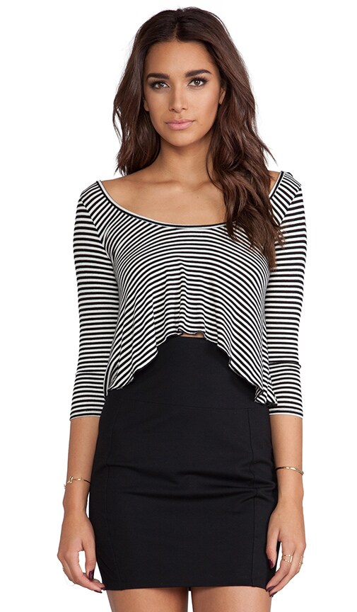 Rib 3/4 Sleeve Cropped Top