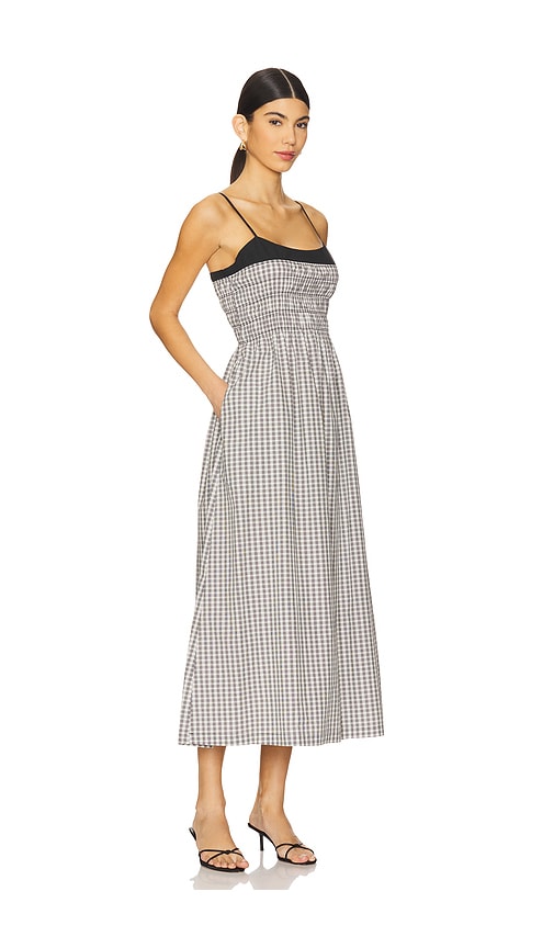Rails Primrose Black Trim Neckline Midi Dress In Jet Gingham In Black,white