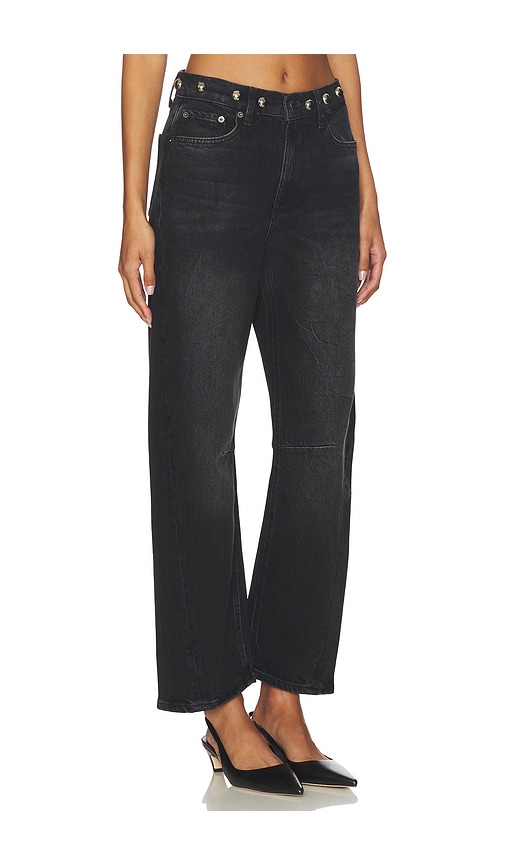 Rails Womens Samo Black Stone Studded Samo Studded Barrel-leg Denim Jeans In Black