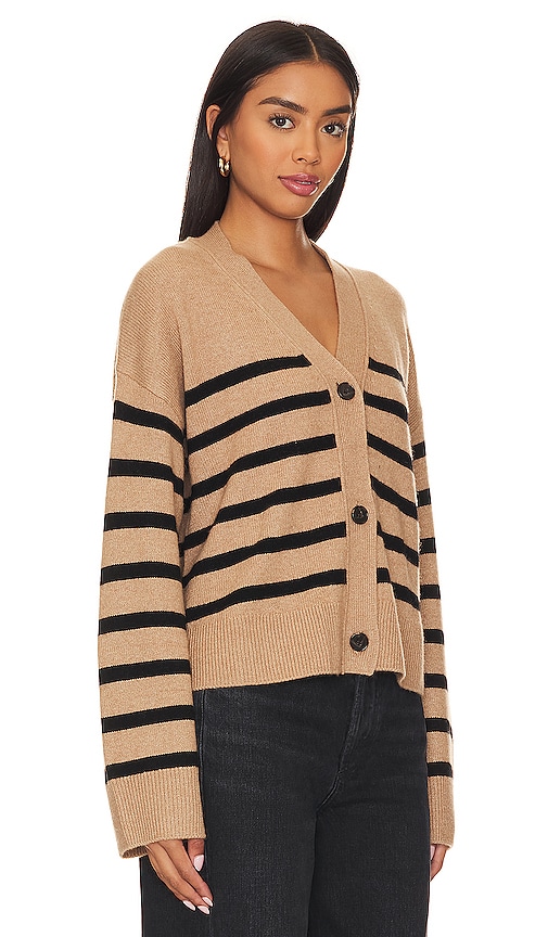 Shop Rails Geneva Cardigan In Camel Black Stripe