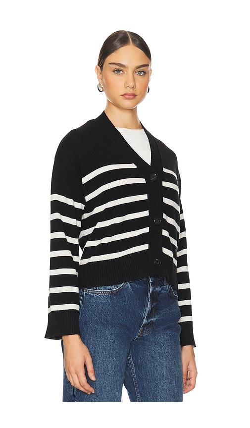 Shop Rails Geneva Cardigan In Black Oatmeal Stripes