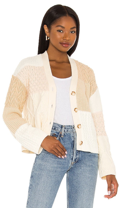 Rails Reese Cardigan in Cream Patchwork Cable | REVOLVE