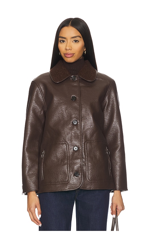Rails Luis Faux Leather Jacket With Faux Shearling Collar In Brown