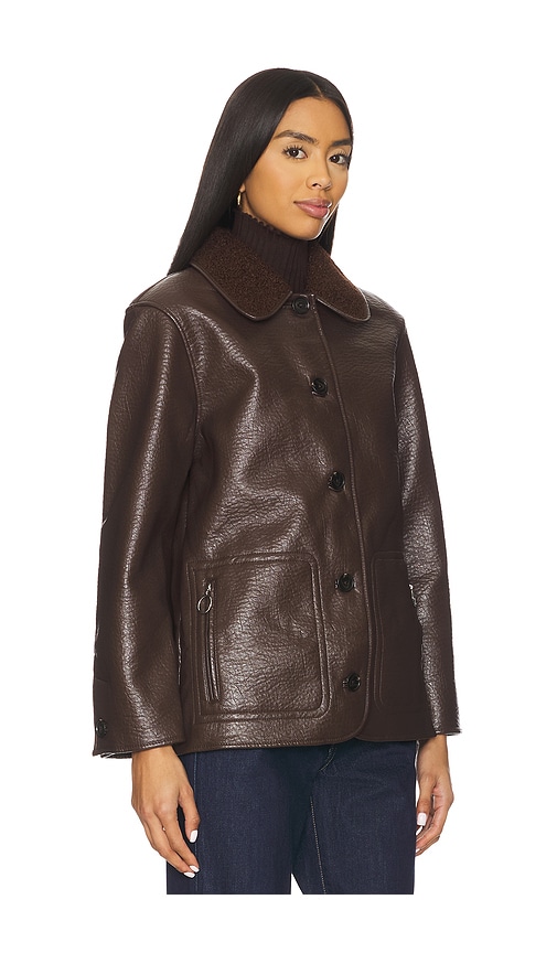 Rails Luis Faux Leather Jacket With Faux Shearling Collar In Brown