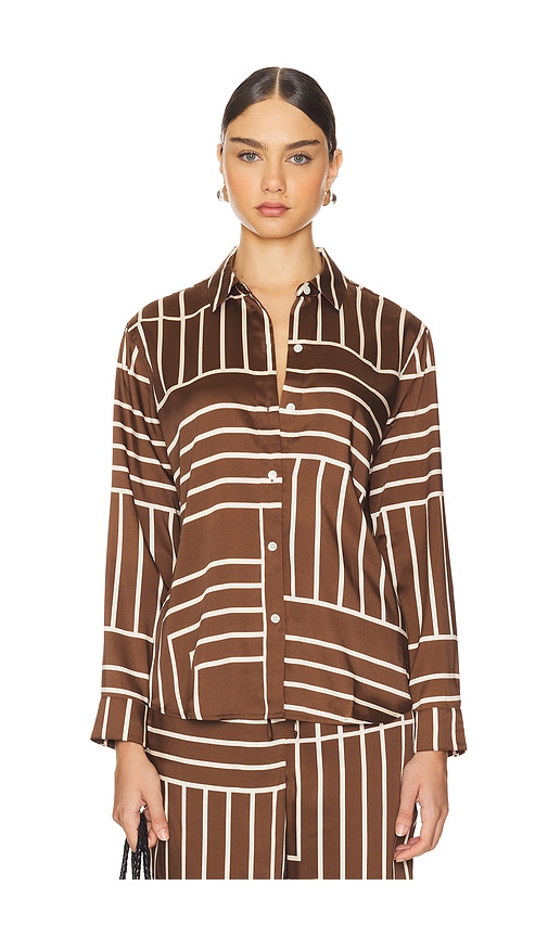 Shop Rails Elias Shirt In Brown Line Art