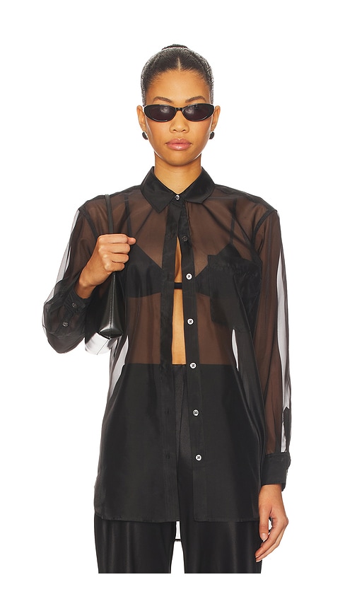 Rails Sofiya Button-front Sheer Organza Shirt In Black