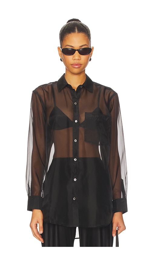 Rails Sofiya Button-front Sheer Organza Shirt In Black