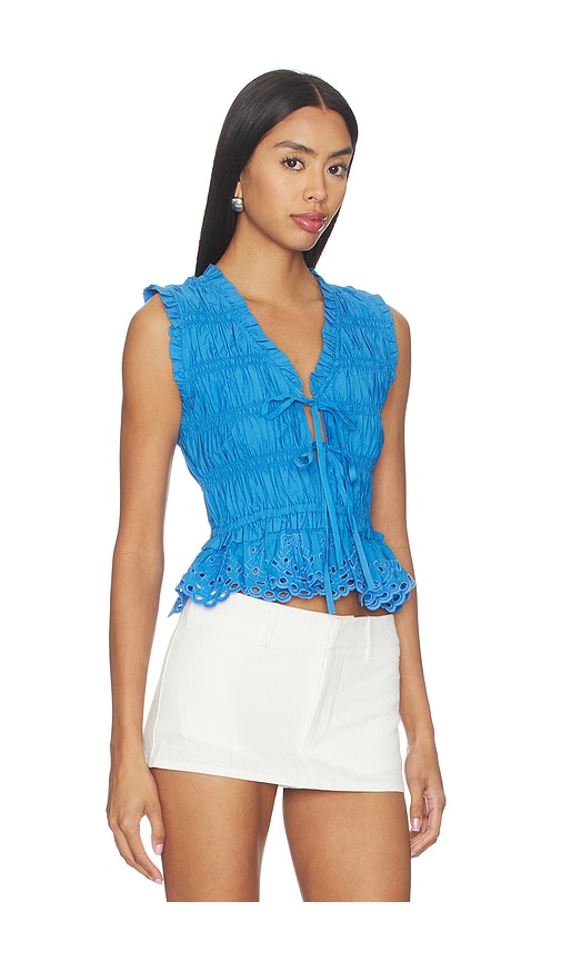 Rails Shirred Broderie-anglaise Top In Blue
